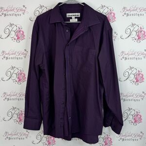 LEO Chevalier button down plaid gingham picnic Purple Striped Shirt